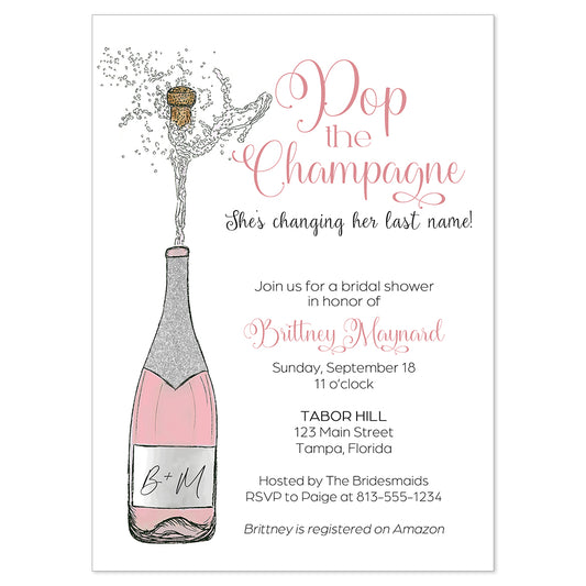 Pop the Champagne, Bridal Shower Invitation
