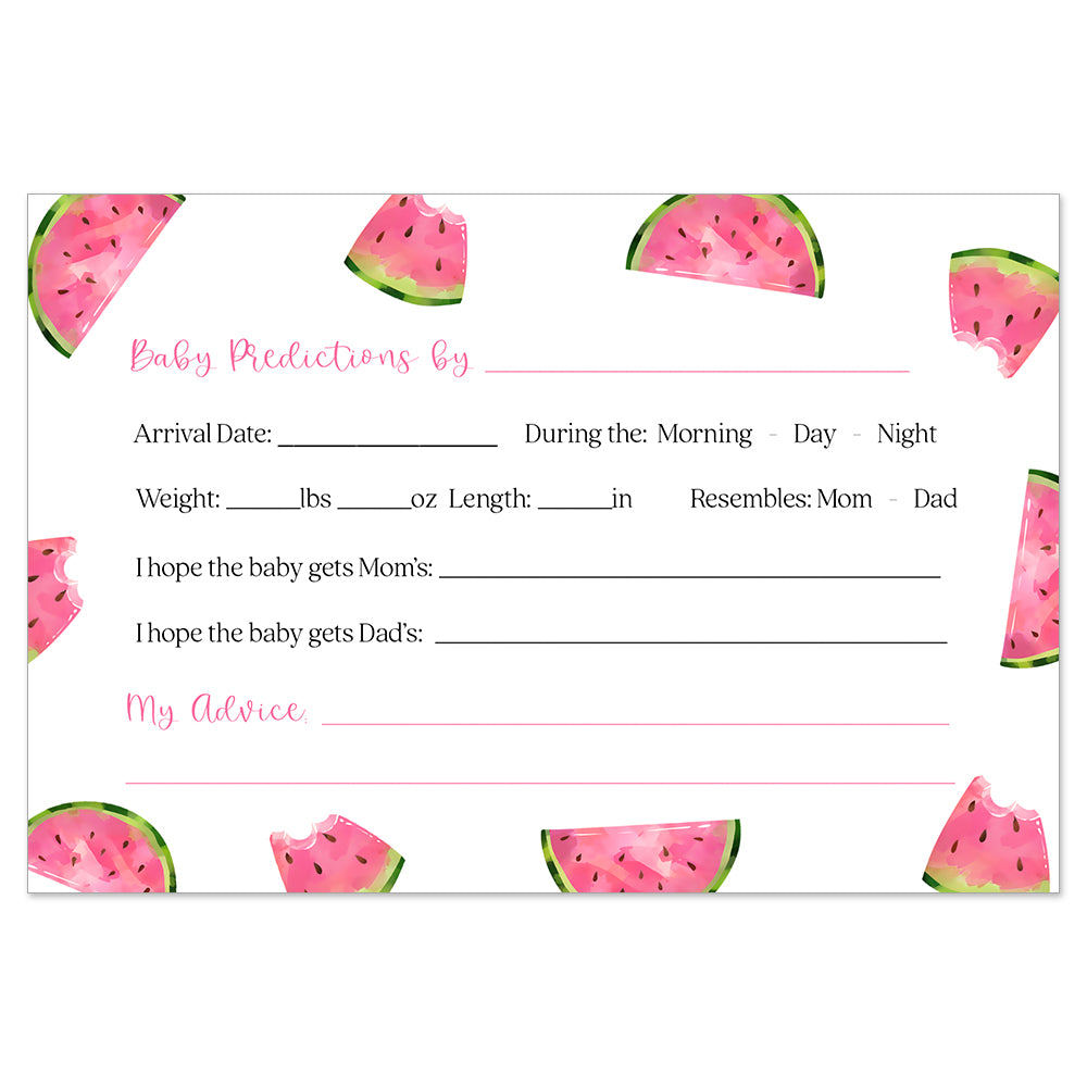 Watermelon Baby Shower Prediction Card