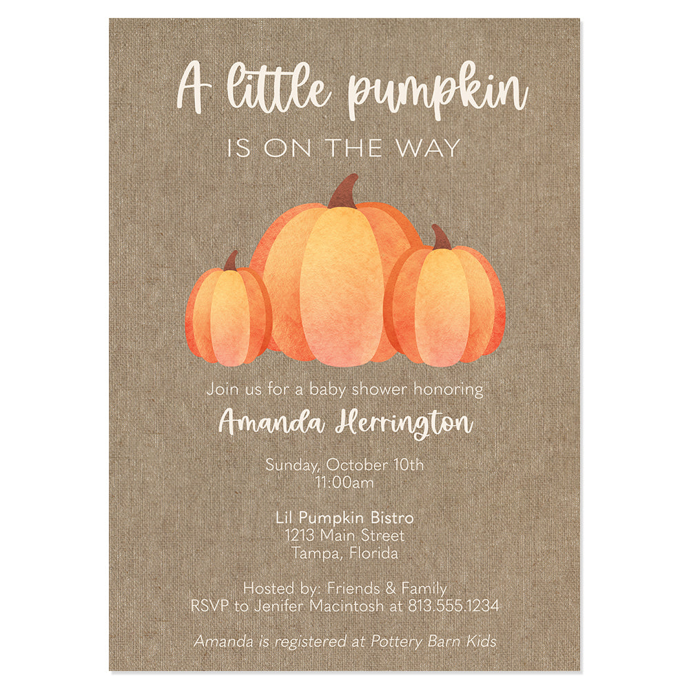 Lil Pumpkin Baby Shower Invitation