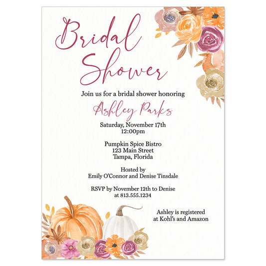 Floral Pumpkin Bridal Shower Invitation