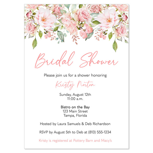 Watercolor Roses Bridal Shower Invitation