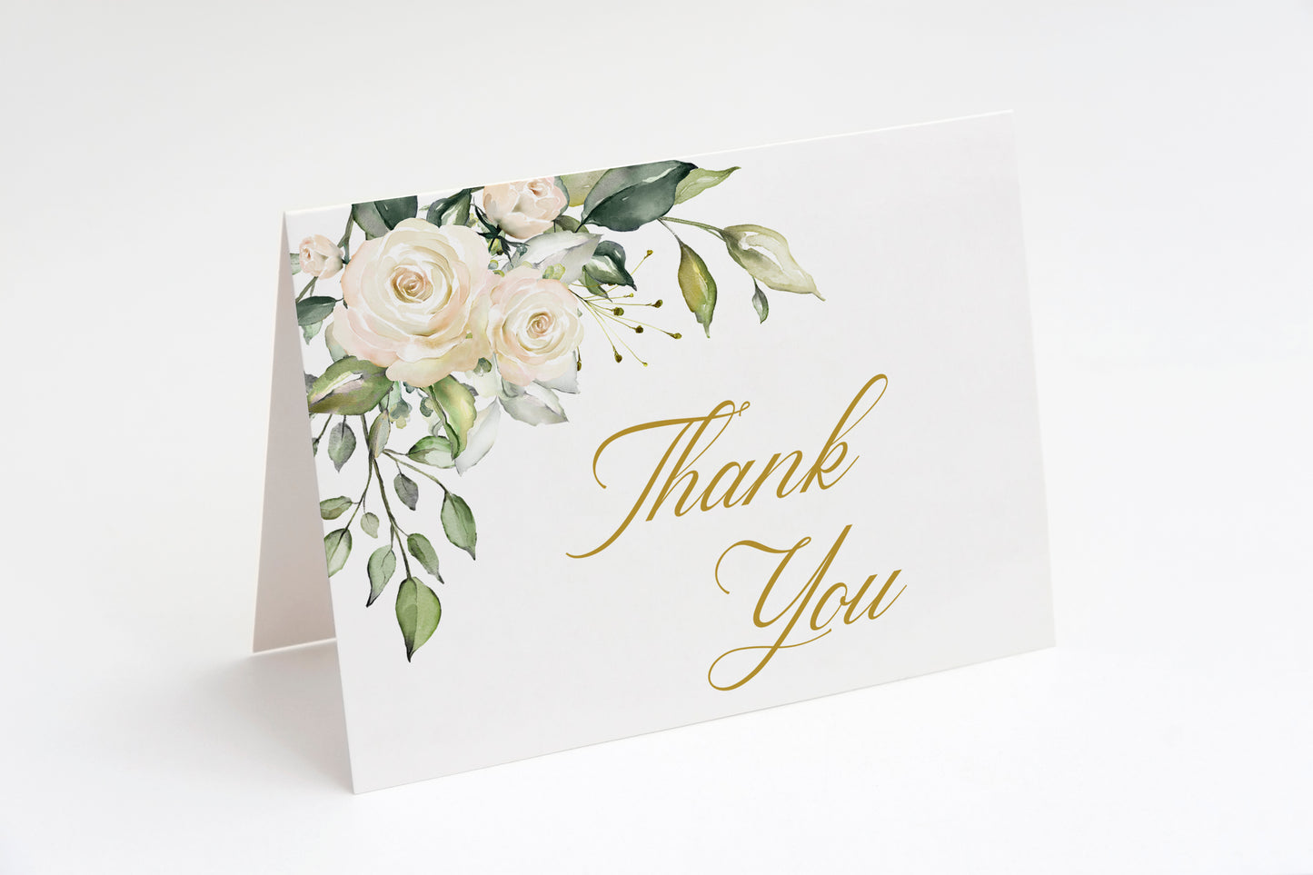 White Roses Thank You Card
