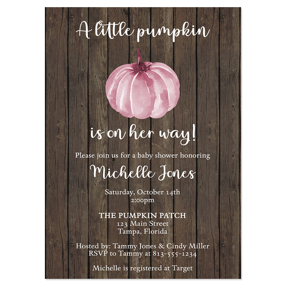 Rustic Pumpkin Baby Shower Invitation