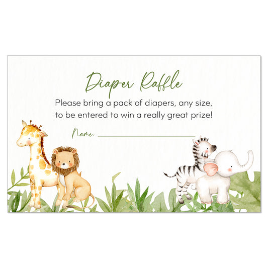 Watercolor Safari Diaper Raffle Ticket