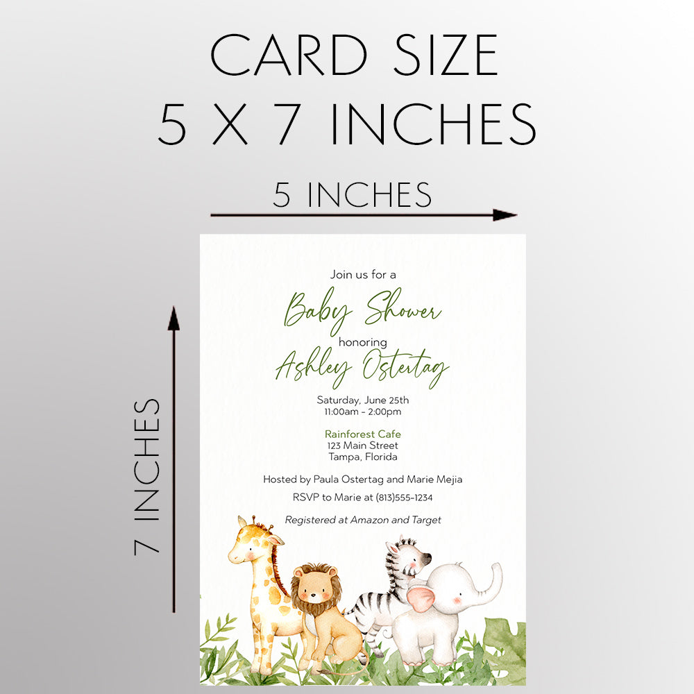 Watercolor Safari Animals Invitation