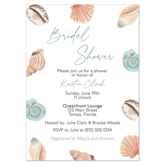 Beach Shells Bridal Shower Invitation