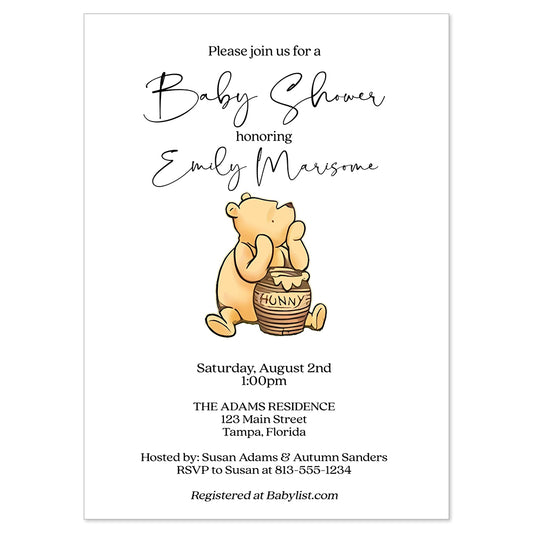 Simply Winnie the Pooh Baby Shower Invitation