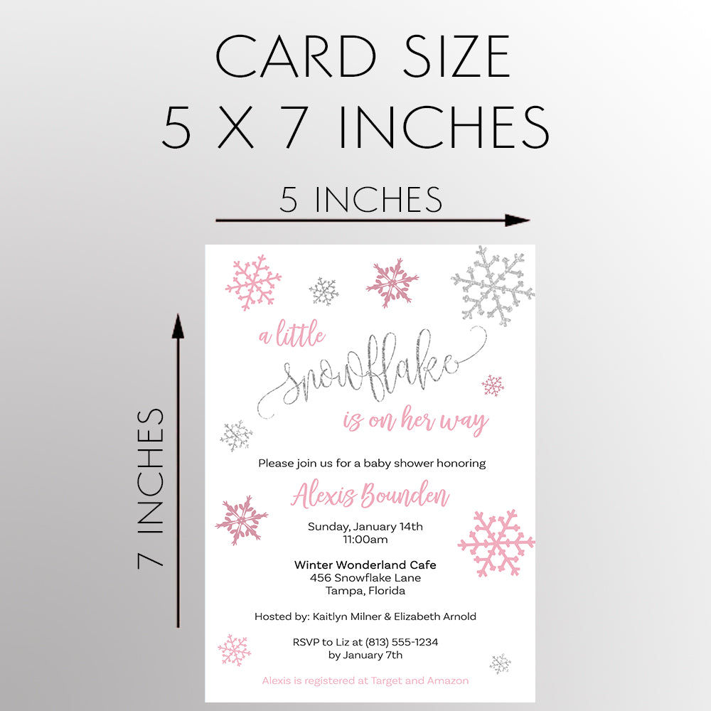 Little Snowflake Baby Shower Invitation, Pink