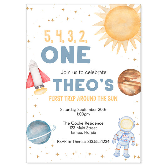 First Trip Around the Sun Birthday Party Invitation
