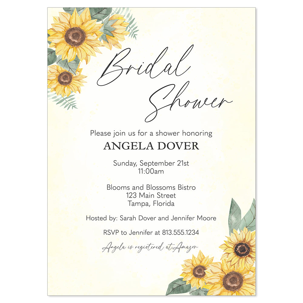 Sunflower Blooms Bridal Shower Invitation