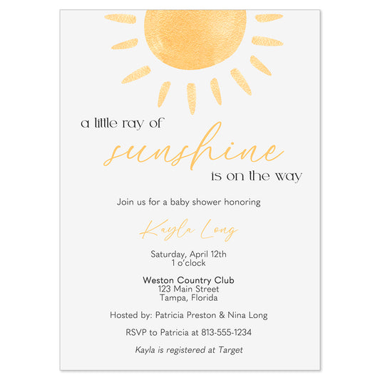 Sunshine Baby Shower Invitation