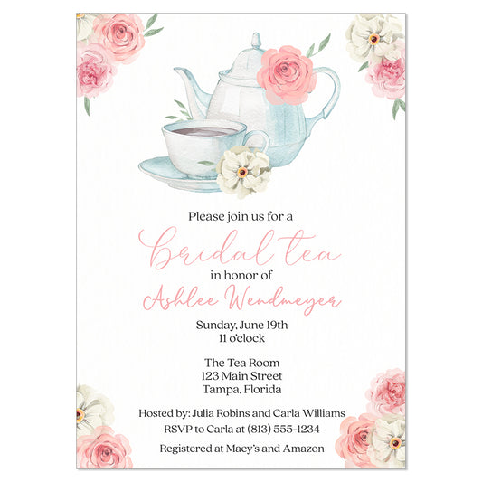 Watercolor Bridal Tea Invitation