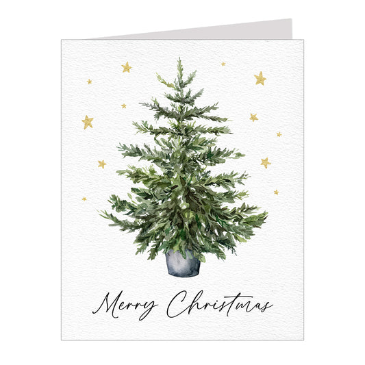Watercolor Tree Christmas Card