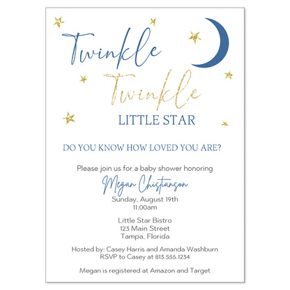Confetti Twinkle Star Baby Shower Invitation