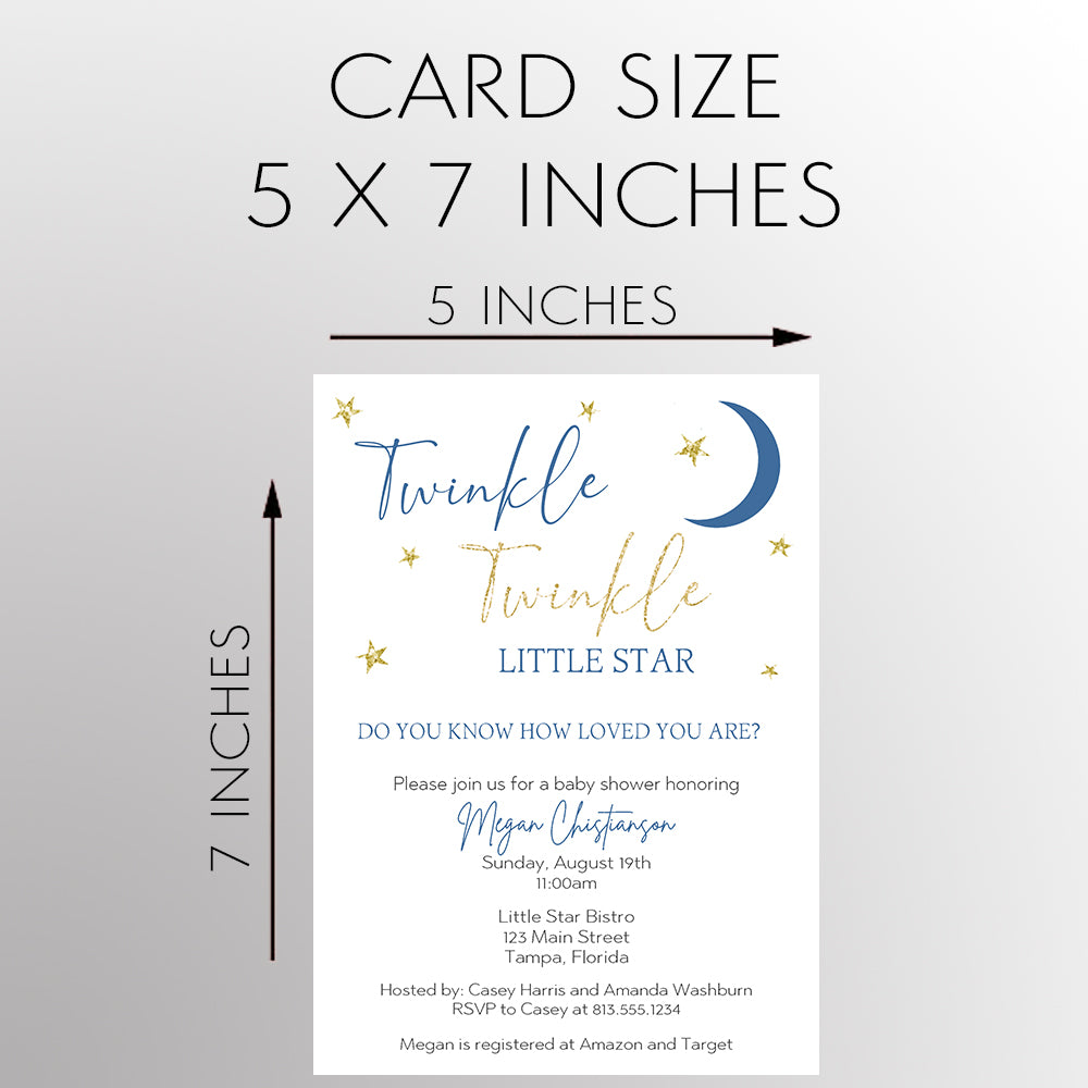 Confetti Twinkle Star Blue Baby Shower Invitation