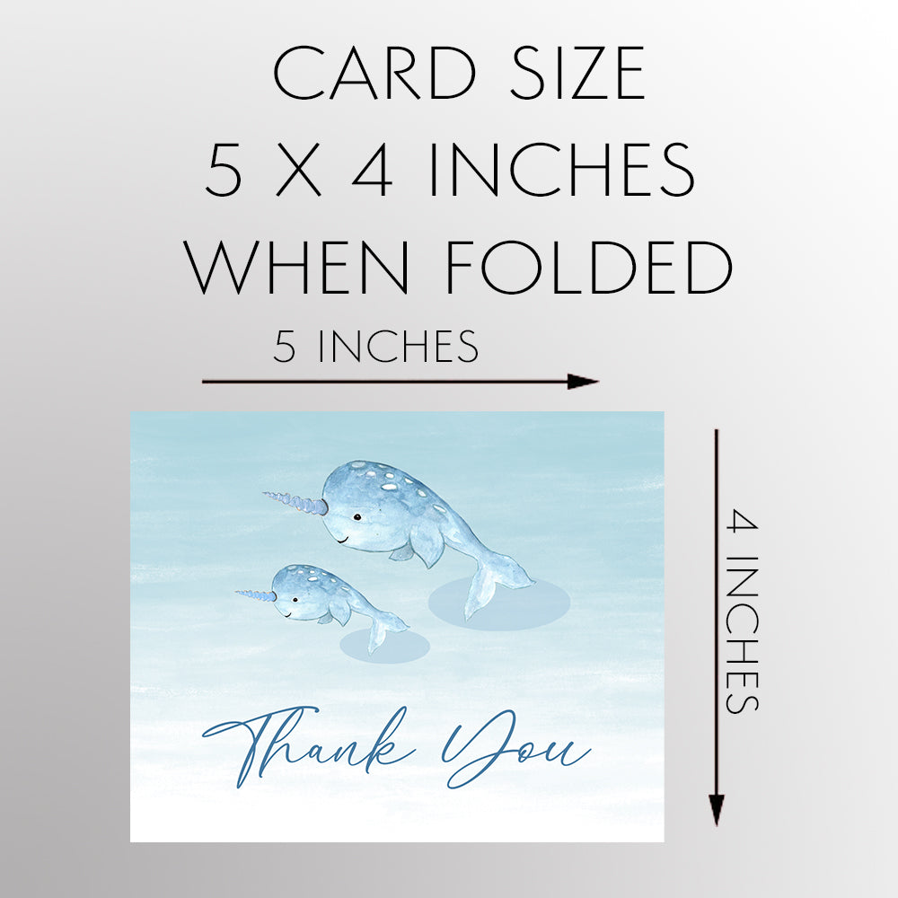 Watercolor Narwhal Thank You Card
