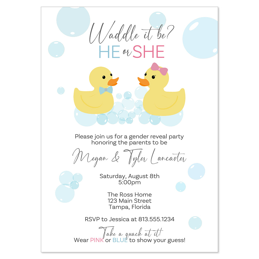 Waddle It Be Gender Reveal Invitation
