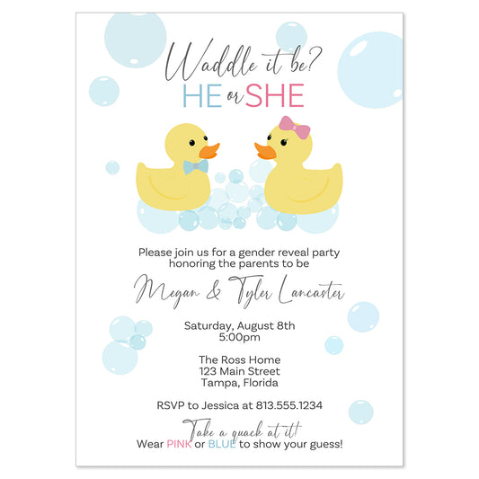 Waddle It Be Gender Reveal Invitation