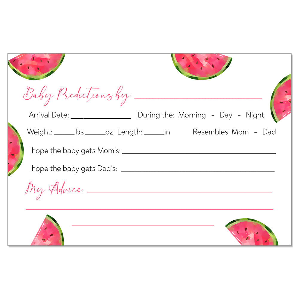 Watermelon Baby Shower Prediction Card