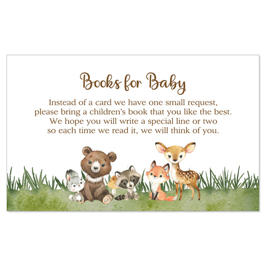 Woodland Animal, Book Insert, Diaper Raffle