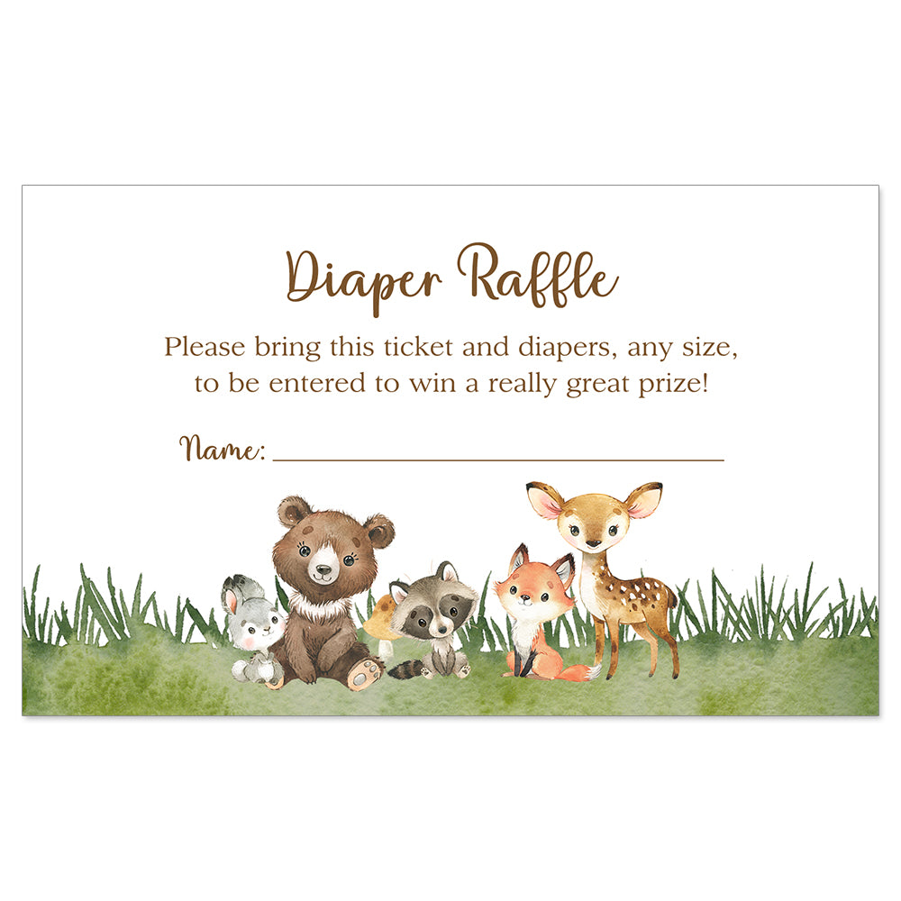 Woodland Animal, Book Insert, Diaper Raffle