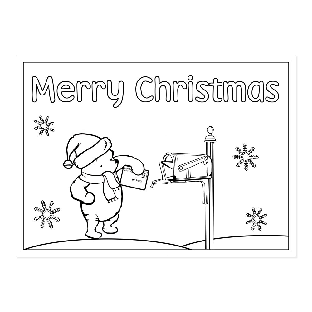 Winnie the Pooh Christmas Coloring Cards, Set of 12