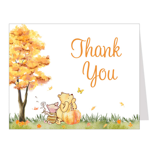 Winnie the Pooh Autumn Thank You Card