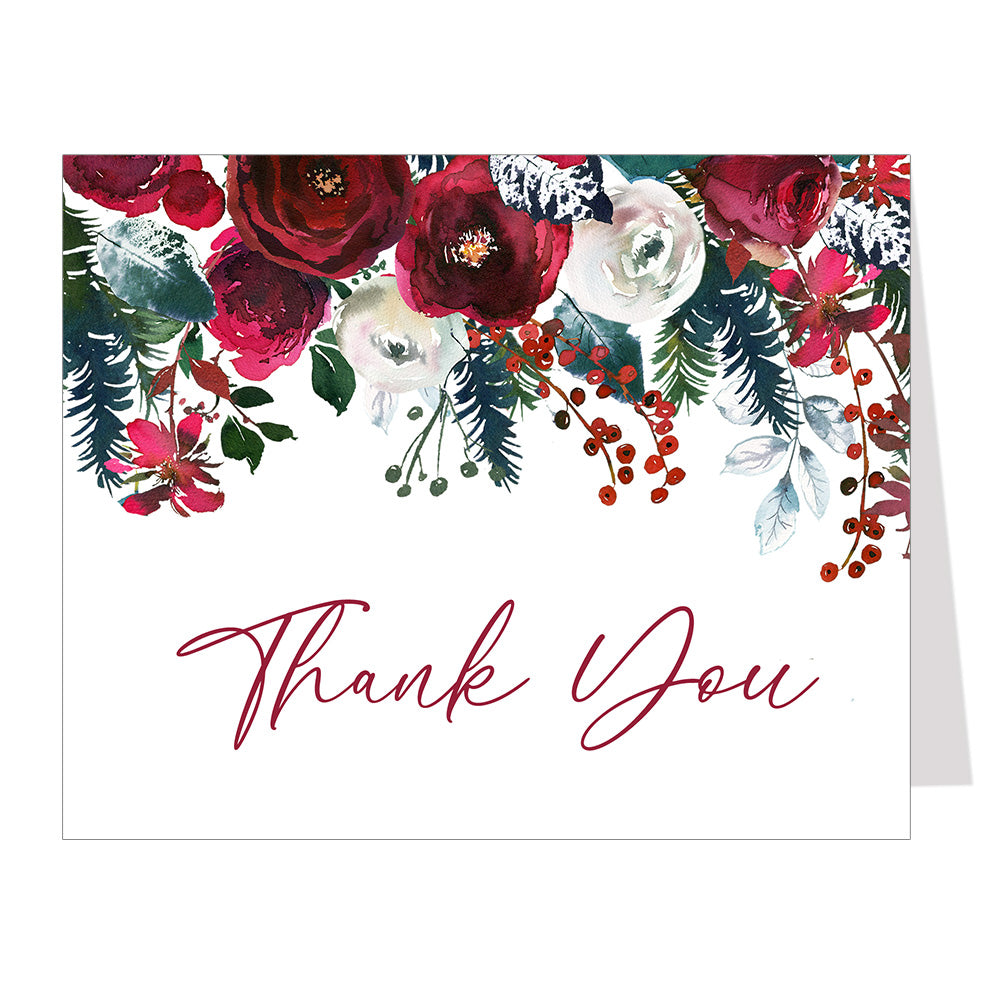 Winter Floral Thank You Card