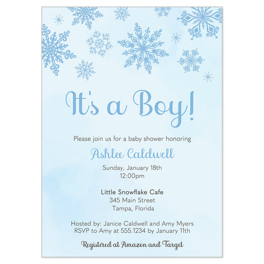 Winter Wonderland Blue Baby Shower Invitation