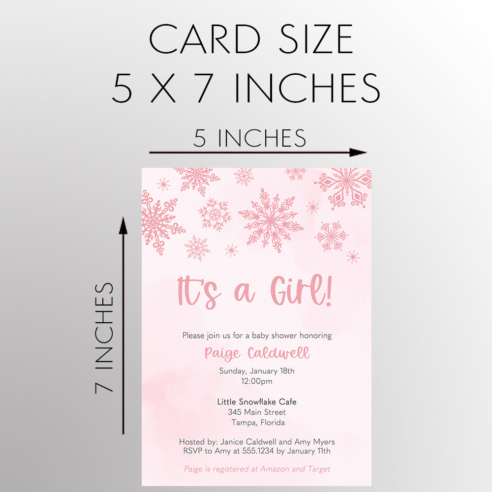Winter Wonderland Pink Baby Shower Invitation