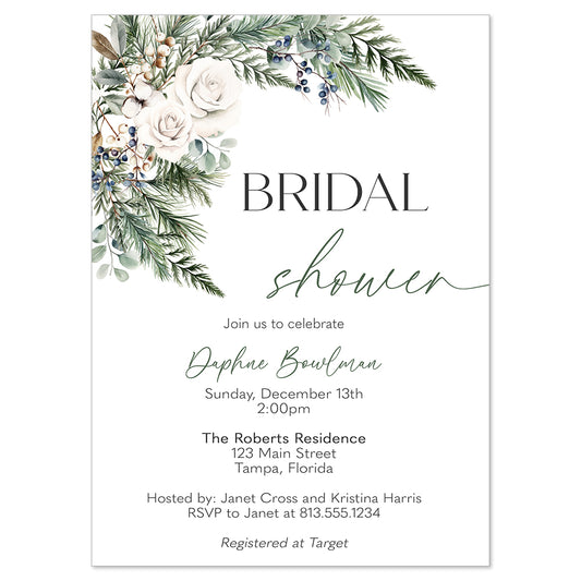 Winter Greenery Bridal Shower Invitation
