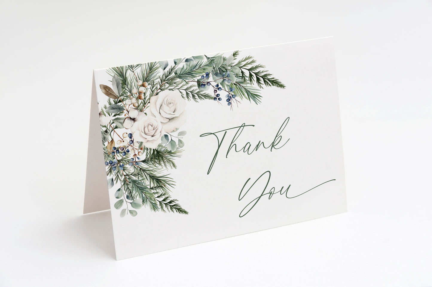 Winter Greenery Thank You Card