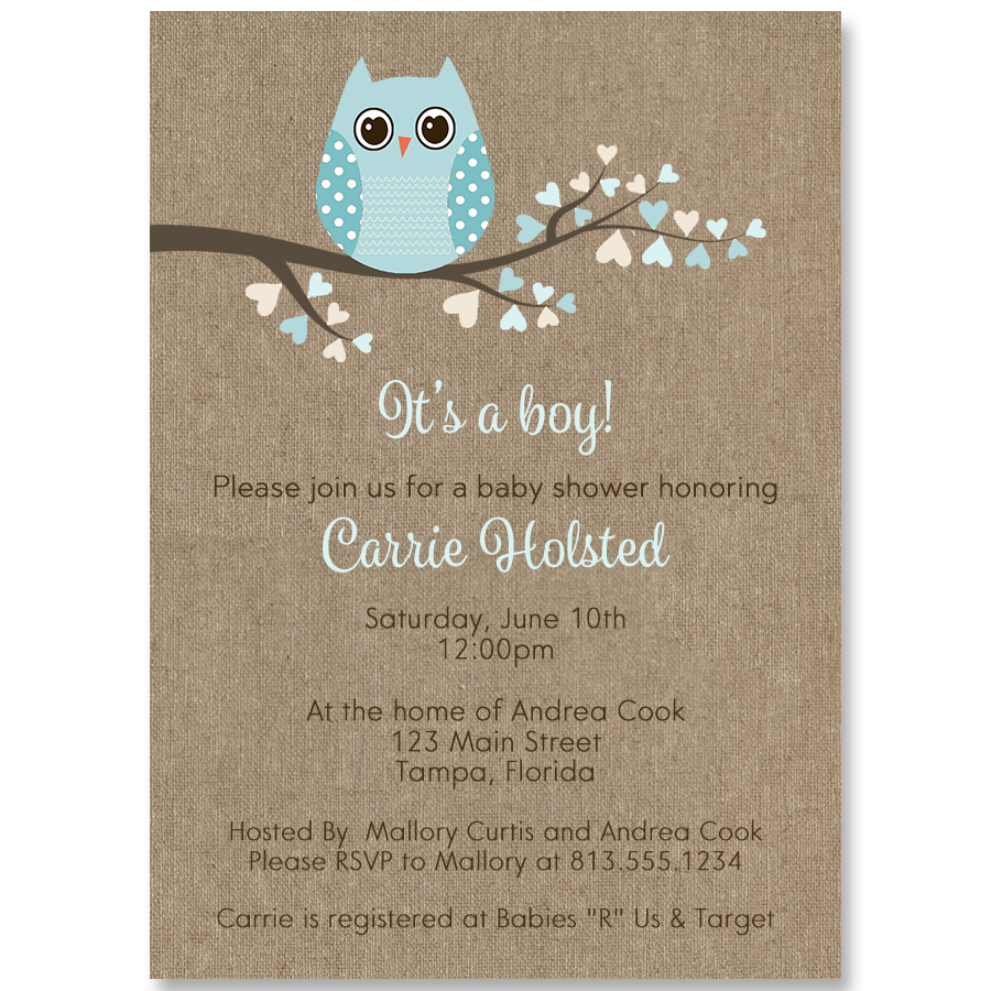 Babies are a Hoot Burlap Baby Shower Invitation