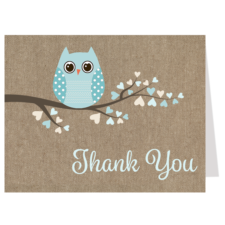 Babies are a Hoot Burlap Thank You Card