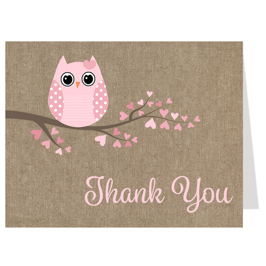 Babies are a Hoot Burlap Thank You Card