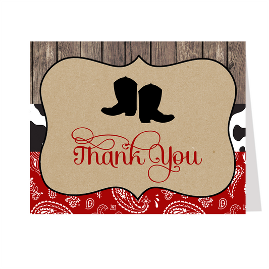 Boots and Bandanas Baby Shower Thank You Card