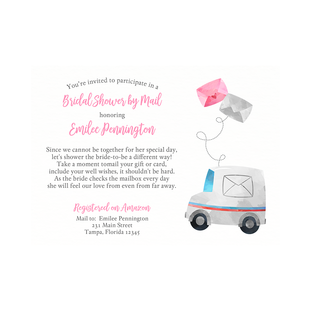 Bridal Shower by Mail Pink Invitation