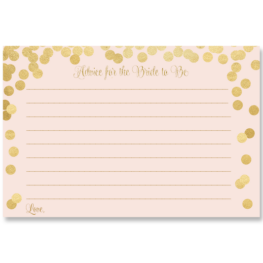 Confetti Bridal, Pink and Gold, Advice for the Bride Card