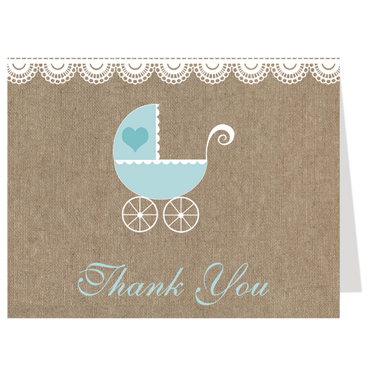 Burlap Carriage Thank You Card