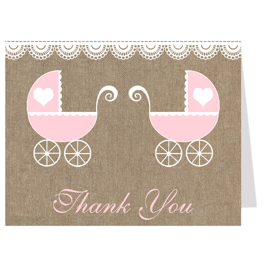 Burlap Carriage, Twin, Thank You Card