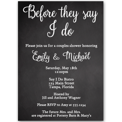 Chalk It Up to Love Couples Shower Invitation