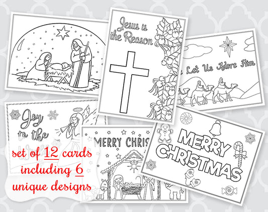 Color Me Joyful Religious Christmas Coloring Cards