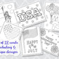 4th of July Coloring Cards, Set of 12