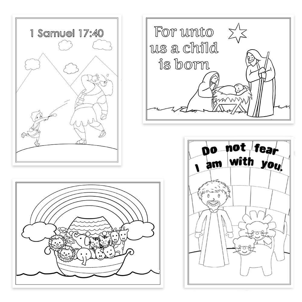 Bible Stories Coloring Cards, Set of 12