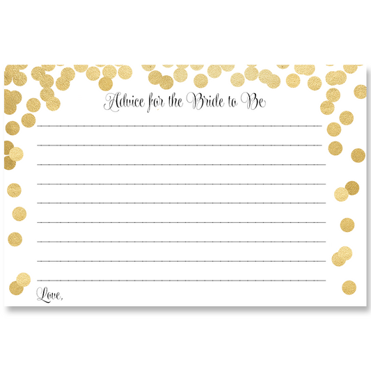Confetti Bridal, Black and Gold, Advice for the Bride Card