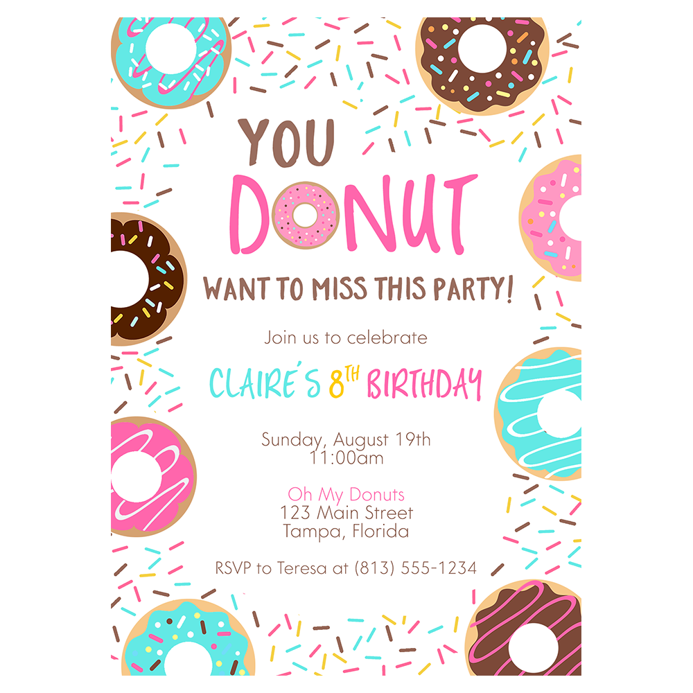 Donut Birthday Party Invitation