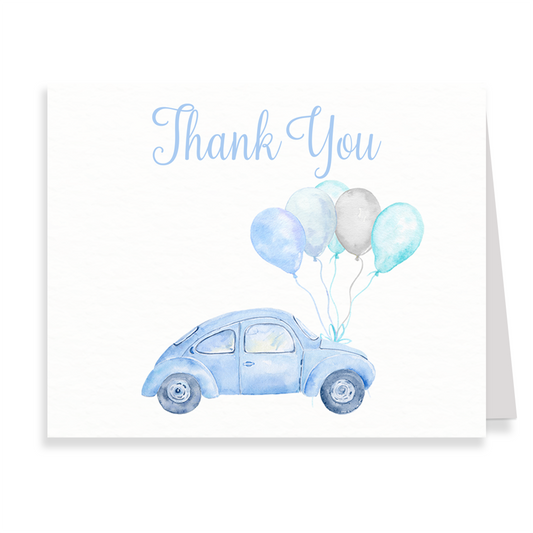 Drive By Blue VW Bug Thank You Card