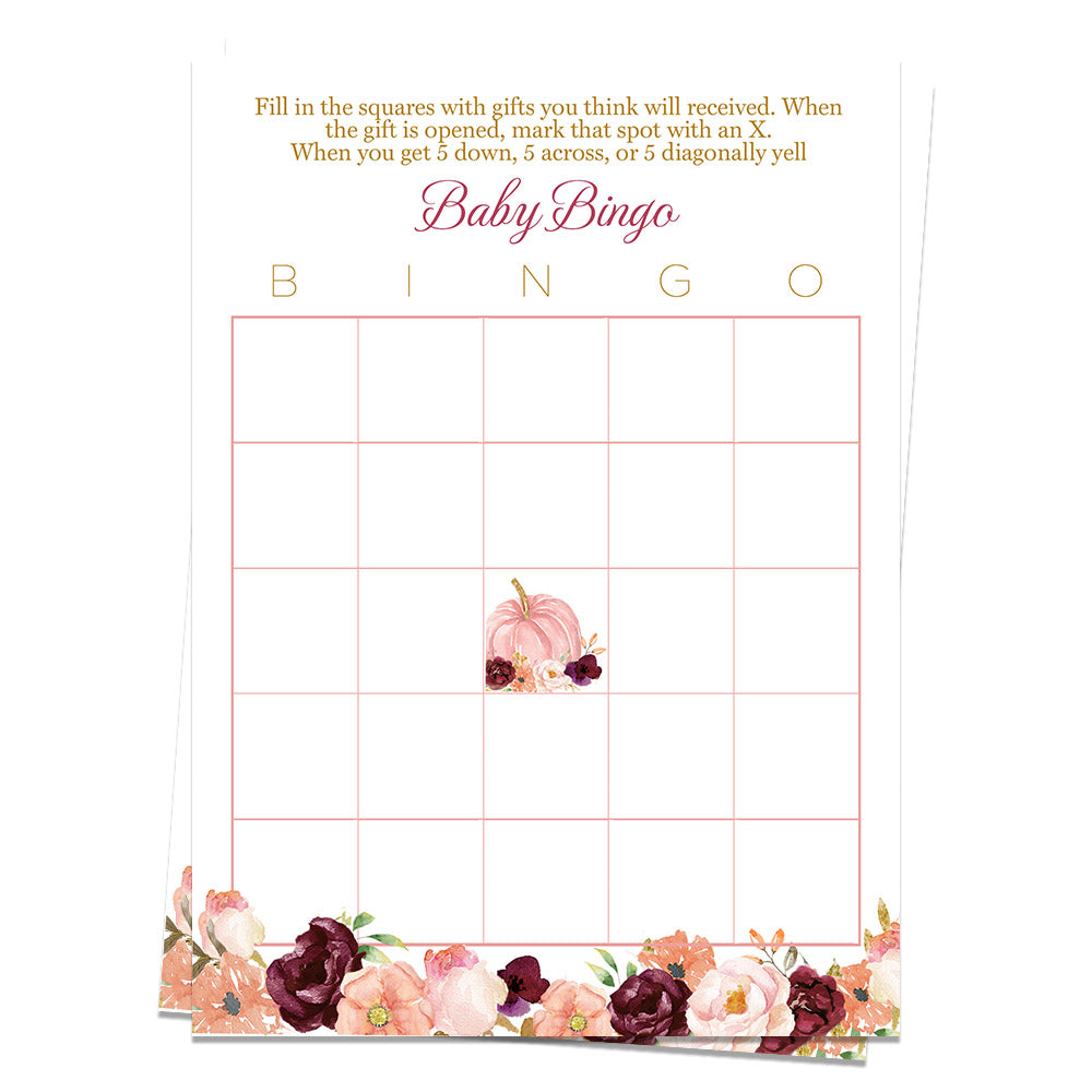 Floral Pumpkin BINGO Card