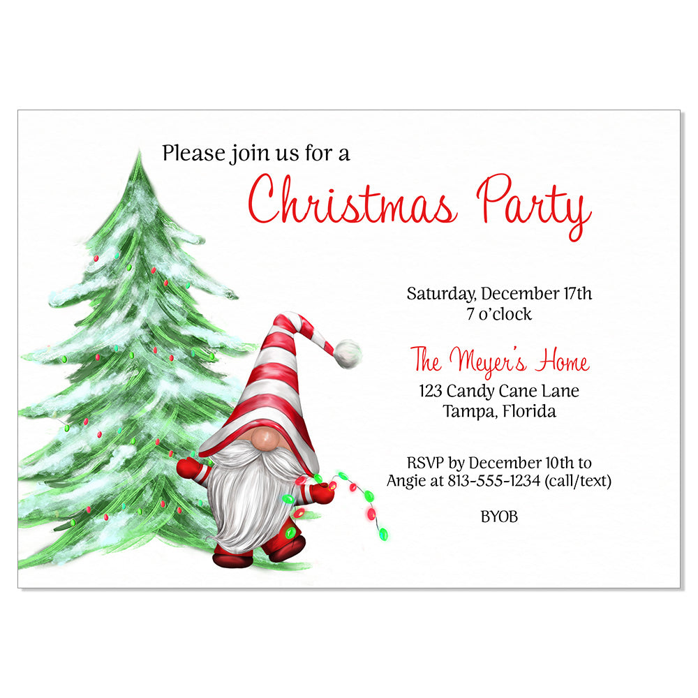 Gnome Holiday Party Invitation – The Invite Lady