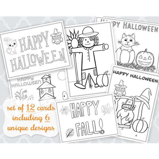 Boo Coloring Cards, Set of 12
